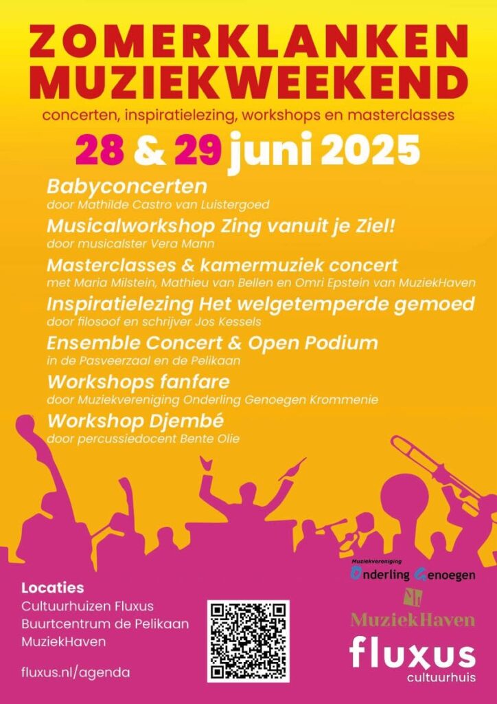 Zomerklanken Muziekweekend op 28 & 29 juni Buurtcentrum de Pelikaan Krommenie Zaandam Zaanstad