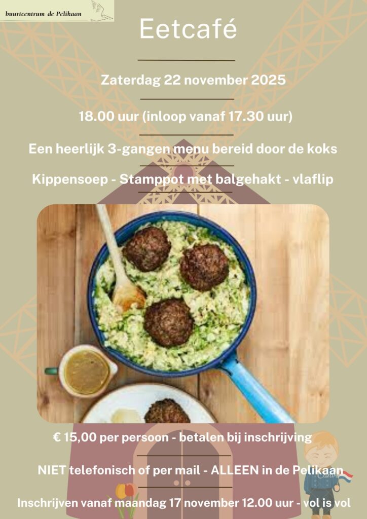 Eetcafé 22 november 2025, de Pelikaan, Krommenie, Zaanstad